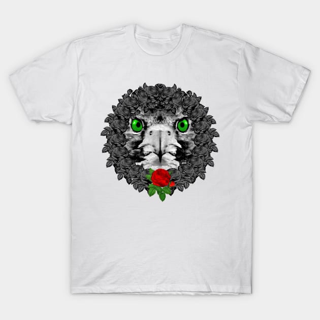 Hawk Red Rose Wreath T-Shirt by Nuletto